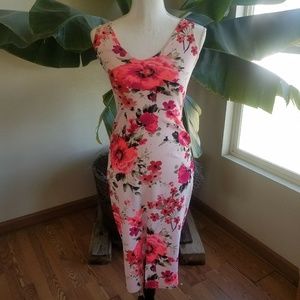 Alice LA Woman Small Fitted Dress Long Pink Floral